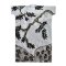 Kaftan Dress - Grey : Elegant black peacock on a golden branch
