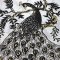 Kaftan Dress - Grey : Elegant black peacock on a golden branch