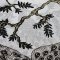 Kaftan Dress - Grey : Elegant black peacock on a golden branch