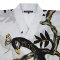 Kaftan Dress - Grey : Elegant black peacock on a golden branch