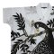Kaftan Dress - Grey : Elegant black peacock on a golden branch