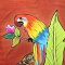 Woman Blouse - Brown : Charming Macaw at Golden Sunset