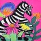 Woman Blouse - Pink : Zebra Waltz in Fuchsia Garden