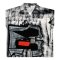 Woman Blouse - Black : Grey and red abstract