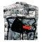 Woman Blouse - Black : Grey and red abstract