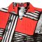 Woman Blouse - Red : Interlacing of Black Stripes