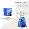 เสื้อครอปคอจีนผู้หญิง - สีฟ้า : ลายประสานศิลป์เส้นสายสีน้ำเงิน