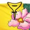 เสื้อครอปคอจีนผู้หญิง - สีเหลือง : ลายรัศมีบุปผาอาบแสงตะวัน