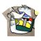 Woman Blouse - Grey : Multicolor block abstract