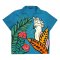 เสื้อผู้หญิงคอปก - สีเขียว : ลายนกกระตั้วสีชมพูในป่าแอมะซอน