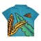 เสื้อผู้หญิงคอปก - สีเขียว : ลายนกกระตั้วสีชมพูในป่าแอมะซอน
