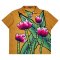 Woman Blouse - Brown : Purple lilys flower