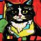 Woman Blouse - Multicolor : Abstract with a lucky cat