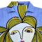 Woman Blouse - Blue : Woman Elegance with Green Hair