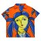 Woman Blouse - Orange : Woman Elegance with Blue Hair