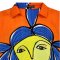 Woman Blouse - Orange : Woman Elegance with Blue Hair