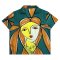 เสื้อผู้หญิงคอปก - สีเขียว : ลายผู้หญิงที่สง่างามกับผมสีเหลือง