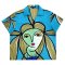 เสื้อผู้หญิงคอปก - สีฟ้า : ลายผู้หญิงที่สง่างามกับผมสีเขียว
