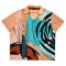 เสื้อผู้หญิงคอปก - สีน้ำตาล : ลายแอปสแตรคสีน้ำเงินและสีดำสร้างความรู้สึกถึงการเคลื่อนไหว
