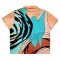 เสื้อผู้หญิงคอปก - สีน้ำตาล : ลายแอปสแตรคสีน้ำเงินและสีดำสร้างความรู้สึกถึงการเคลื่อนไหว