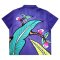 เสื้อผู้หญิงคอปก - สีม่วง : ลายนกแก้วแสนสวยเกาะอยู่บนกิ่งไม้