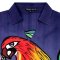 เสื้อผู้หญิงคอปก - สีม่วง : ลายนกแก้วแสนสวยเกาะอยู่บนกิ่งไม้