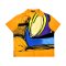 เสื้อผู้หญิงคอปก - สีเหลือง : ลายวงพลังสีบนพื้นส้ม
