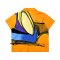 เสื้อผู้หญิงคอปก - สีเหลือง : ลายวงพลังสีบนพื้นส้ม