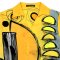 Woman Blouse - Yellow : Graphic Mechanism on Bright Yellow