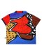 Woman Blouse - Multicolor : Red and bule abstract