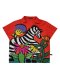 Woman Blouse - Red : Zebra in a Picturesque Meadow