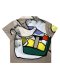 Woman Blouse - Grey : Multicolor block abstract