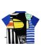 Woman Blouse - Blue : Multicolor striped abstract