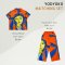 Woman Blouse - Orange : Woman Elegance with Blue Hair