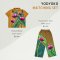 เสื้อผู้หญิงคอปก - สีเขียว : ลายดอกทิวลิปในสวนเขียวทอง