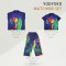 เสื้อผู้หญิงตัวหลวม - สีม่วง : ลายนกแก้วแสนสวยเกาะอยู่บนกิ่งไม้