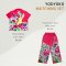 เสื้อผู้หญิงคอปก - สีชมพู : ลายกระต่ายในพุ่มดอกไม้ชมพู