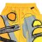 Woman Relax Pants - Yellow : Abstract yellow half circle with black brush strokes