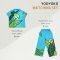 กางเกงลำลองขายาวผู้หญิง - สีฟ้า : ลายดอกคาลล่าบนพื้นฟ้า