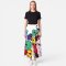 Woman Relax Pants - White : A little cat is hiding among the colorful flowers.