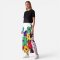 Woman Relax Pants - White : A little cat is hiding among the colorful flowers.