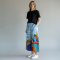 กางเกงลำลองขายาวผู้หญิง - สีฟ้า : ลายบ้านหลากสีในสวน