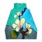 Woman Sleeveless Dress - Green : White flowers on the beautiful blue rocks