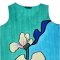 Woman Sleeveless Dress - Green : White flowers on the beautiful blue rocks