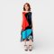 Woman Sleeveless Dress - Blue :Red and blue stone block graphics on black smoke.