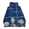 Woman Sleeveless Dress - Blue :  Blue evening primroses are contrasted by elegant golden veins.