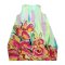 Woman Sleeveless Dress - Green : Floribunda Rose bloomed with vibrant petals in shades of yellow and orange stripes