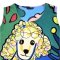 Woman Sleeveless Dress - Blue : Standard Poodle looked adorable, with its fluffy white fur and colorful Christmas lights wrapped around body.