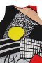 Black Sleeveless Dress : Abstract with yellow, black and red