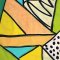 Woman Tank tops - Cream : Abstract black dots in cream , yellow, and green blocks.